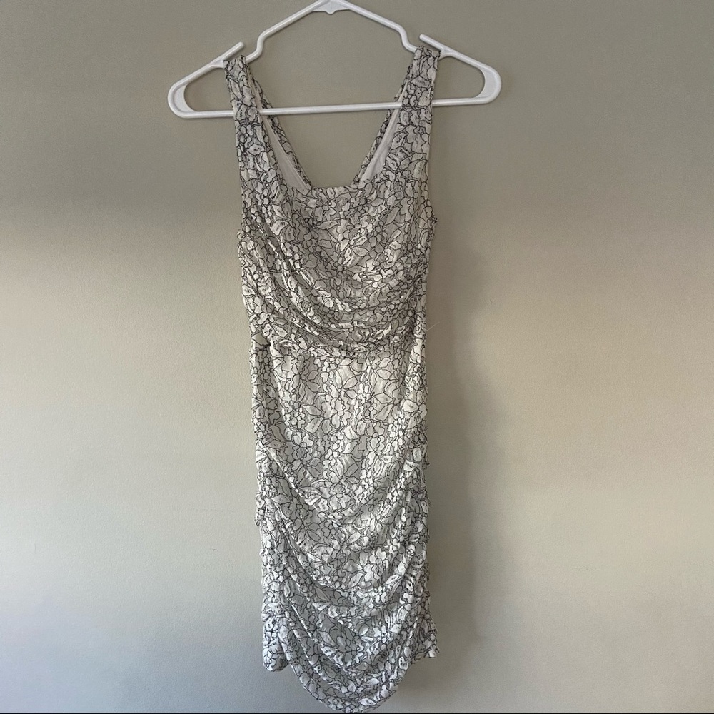 White and black lace dress from express